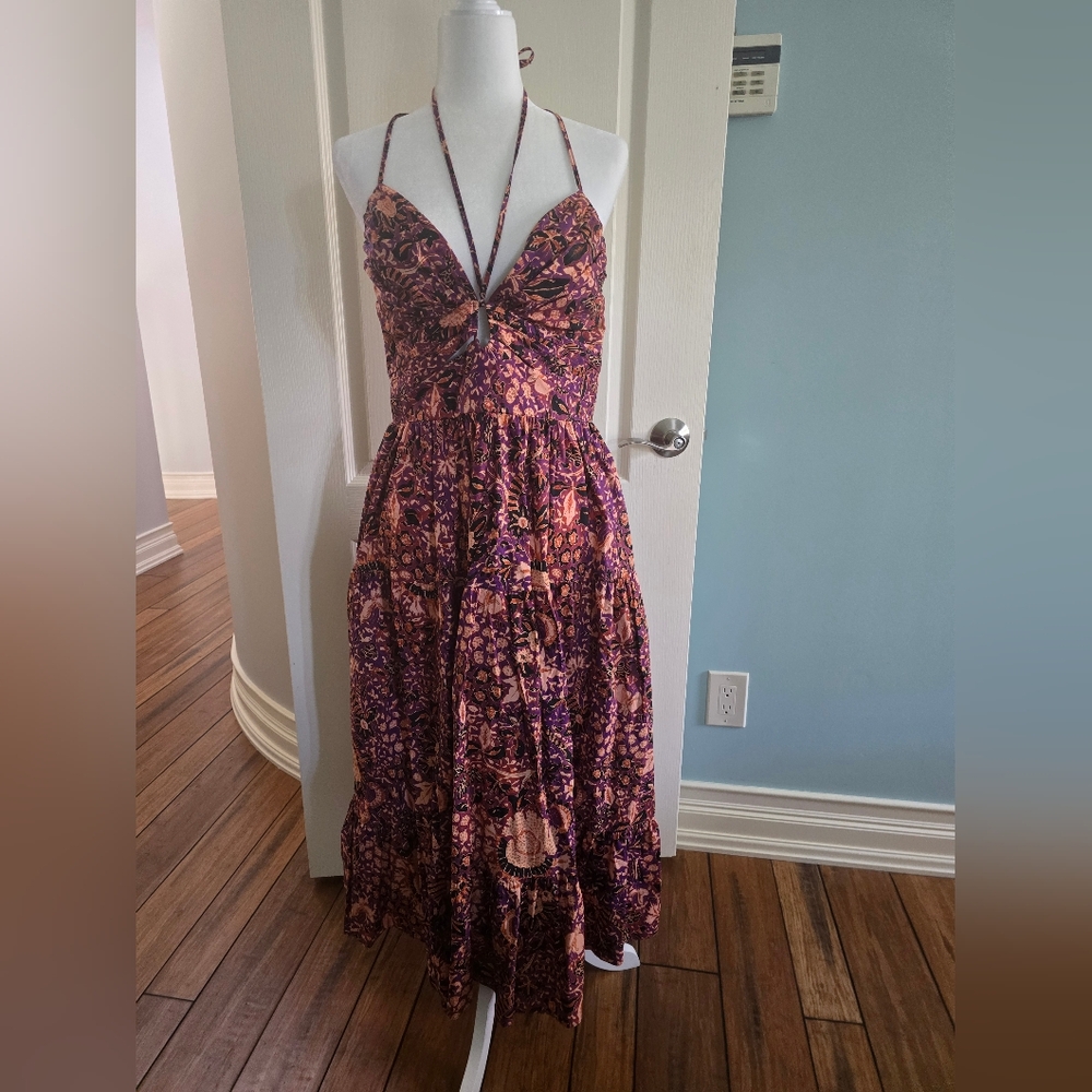 Ulla Johnson Purple Brown Halter Midi Dress
